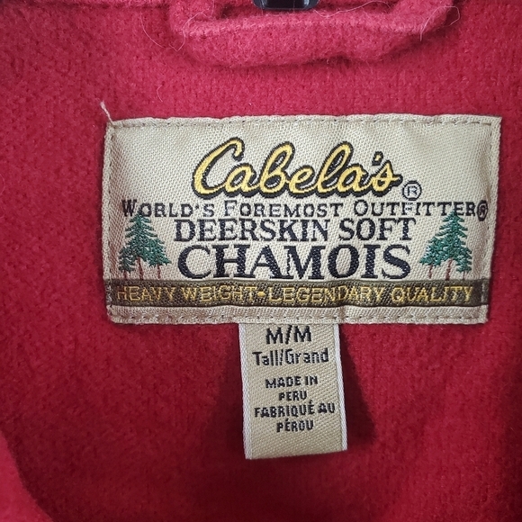 Cabela’s Shirt Deerskin Chamois Blanket Flannel Men M Red Button-Up Shacket Gorp - Picture 3 of 11